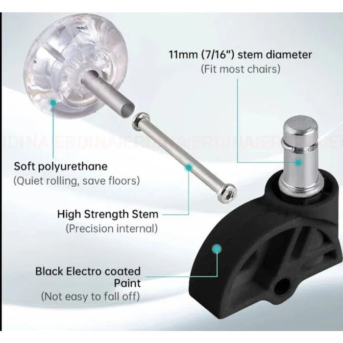 5 Piece 2 Office Chair Caster Wheels Swivel Soft Safe Pu