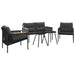5 Piece Balcony Furniture Set With Cushions Black Steel
