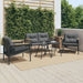 5 Piece Balcony Furniture Set With Cushions Black Steel