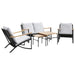 5 Piece Balcony Furniture Set With Cushions Black Steel