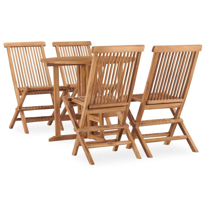 5 Piece Folding Outdoor Dining Set Solid Teak Wood Tbpkkii