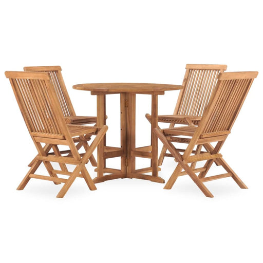 5 Piece Folding Outdoor Dining Set Solid Teak Wood Tbpkkii