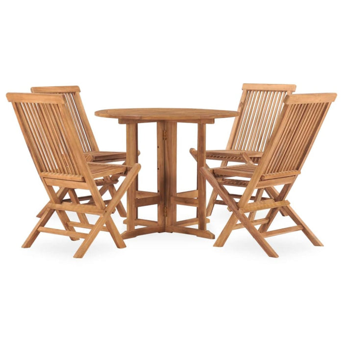 5 Piece Folding Outdoor Dining Set Solid Teak Wood Tbpkkii