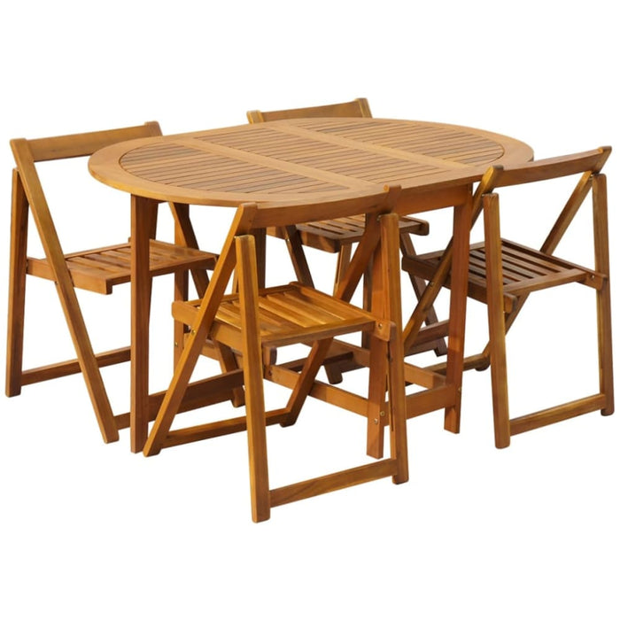 5 Piece Folding Outdoor Dining Set Solid Acacia Wood Appka