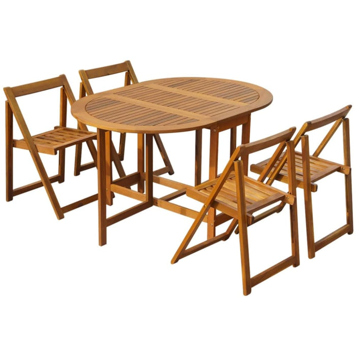 5 Piece Folding Outdoor Dining Set Solid Acacia Wood Appka