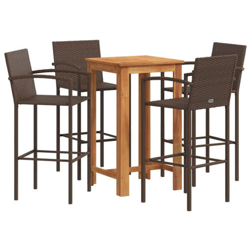 5 Piece Garden Bar Set Brown Solid Wood Acacia and Poly