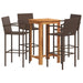 5 Piece Garden Bar Set Brown Solid Wood Acacia and Poly
