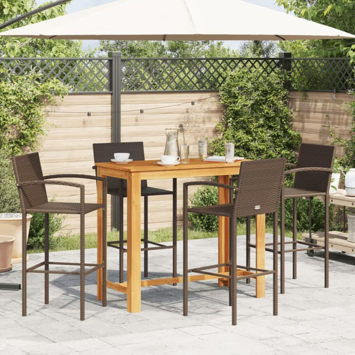 5 Piece Garden Bar Set Brown Solid Wood Acacia and Poly