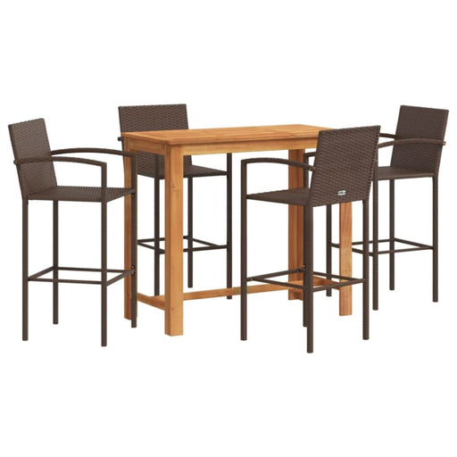 5 Piece Garden Bar Set Brown Solid Wood Acacia and Poly