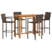 5 Piece Garden Bar Set Brown Solid Wood Acacia and Poly
