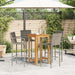 5 Piece Garden Bar Set Grey Solid Wood Acacia and Poly