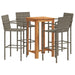 5 Piece Garden Bar Set Grey Solid Wood Acacia and Poly