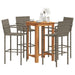 5 Piece Garden Bar Set Grey Solid Wood Acacia and Poly