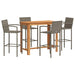 5 Piece Garden Bar Set Grey Solid Wood Acacia and Poly
