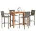 5 Piece Garden Bar Set Grey Solid Wood Acacia and Poly