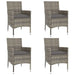 5 Piece Garden Bistro Set with Cushions Grey Poly Rattan
