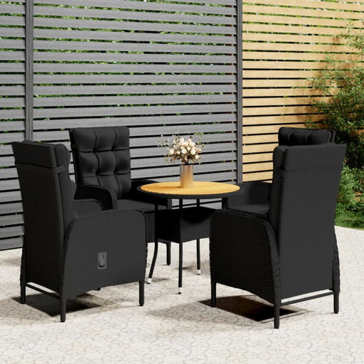 5 Piece Garden Bistro Set Poly Rattan Black Tbpnppt