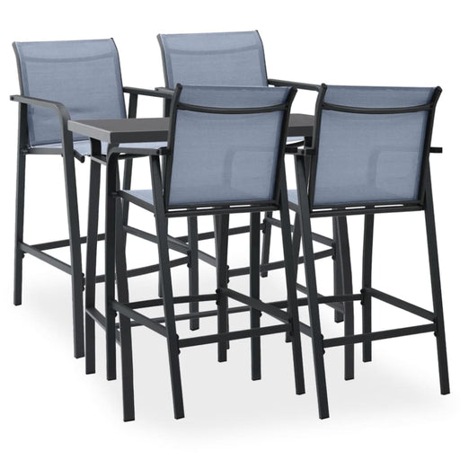 5 Piece Garden Bar Set Black and Grey Tbitpii