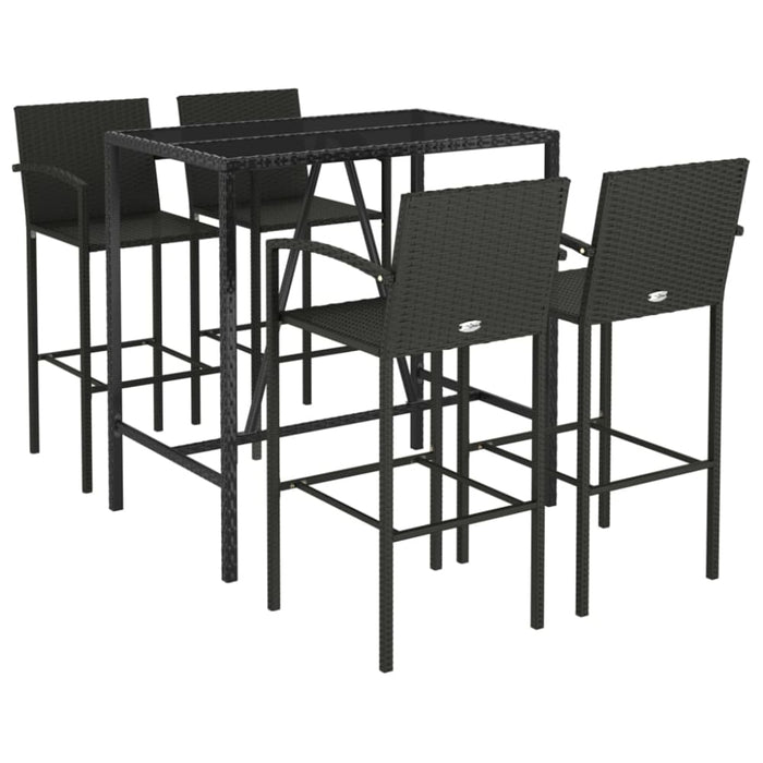 5 Piece Garden Bar Set Black Poly Rattan Tonilpa