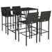 5 Piece Garden Bar Set Black Poly Rattan Tonilpa