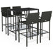 5 Piece Garden Bar Set Black Poly Rattan Tonilpa