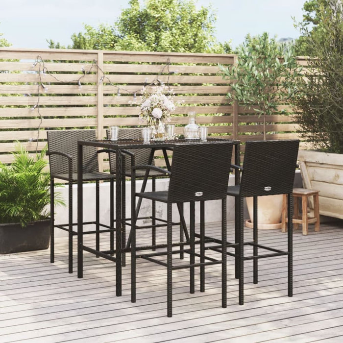 5 Piece Garden Bar Set Black Poly Rattan Tonilpa