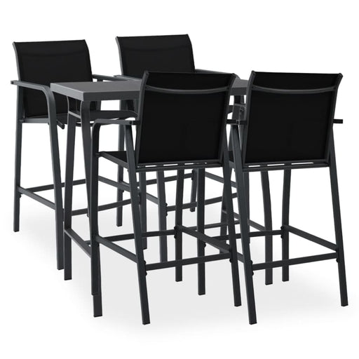 5 Piece Garden Bar Set Black Tbitpil