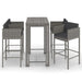 5 Piece Garden Bar Set with Cushions Poly Rattan Grey
