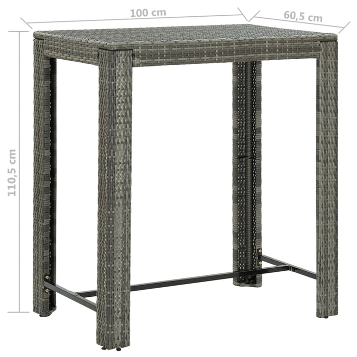 5 Piece Garden Bar Set with Cushions Poly Rattan Grey