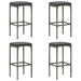 5 Piece Garden Bar Set with Cushions Poly Rattan Grey
