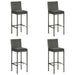 5 Piece Garden Bar Set with Cushions Poly Rattan Grey