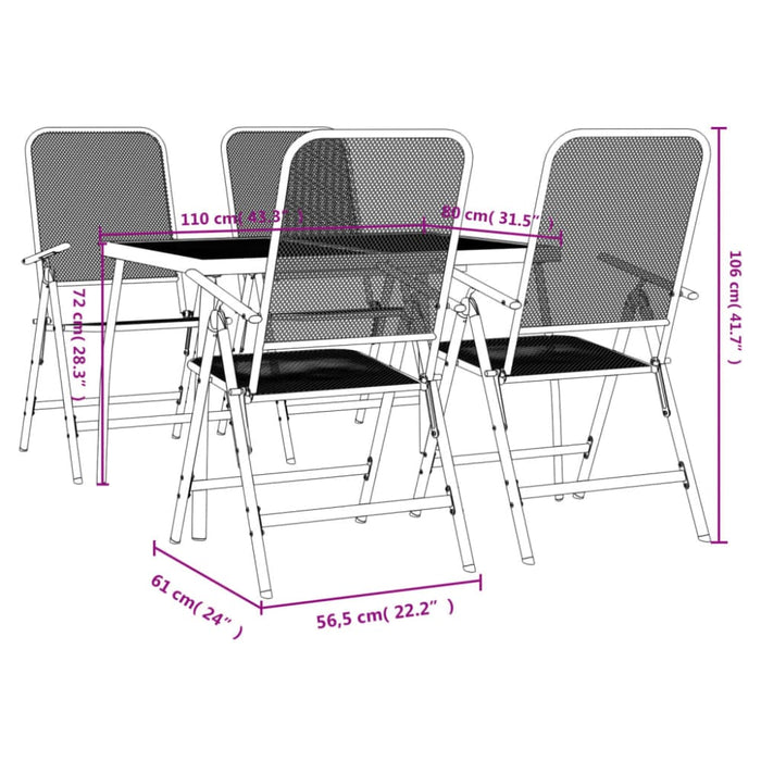 5 Piece Garden Dining Set Anthracite Metal Mesh Txoonxb