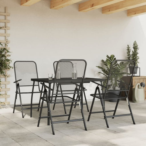 5 Piece Garden Dining Set Anthracite Metal Mesh Txoonxb