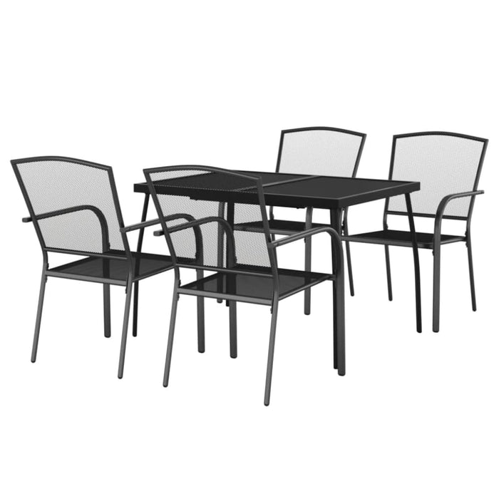 5 Piece Garden Dining Set Anthracite Steel Tonikib