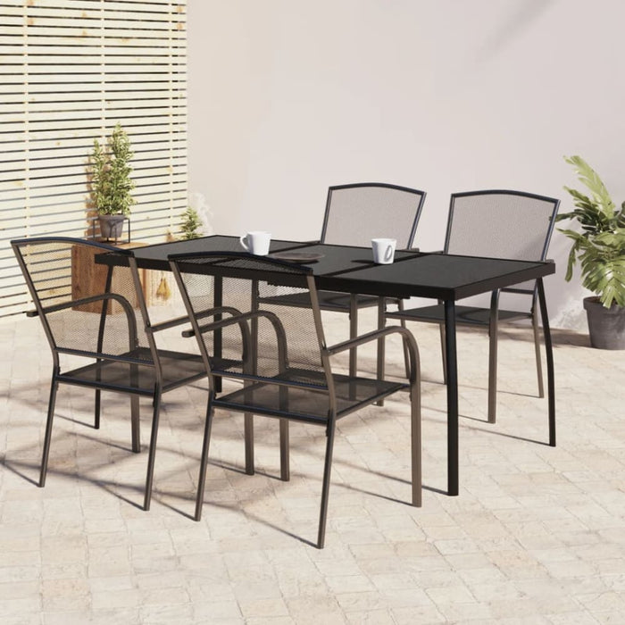 5 Piece Garden Dining Set Anthracite Steel Tonikix