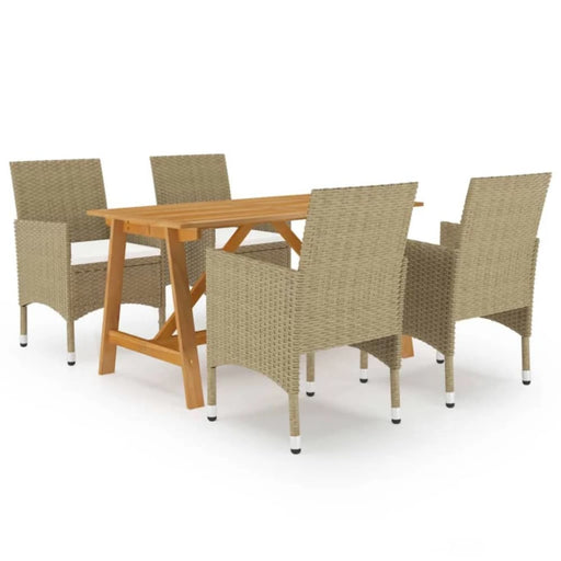5 Piece Garden Dining Set Beige Tblniti