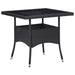 5 Piece Garden Dining Set Black Poly Rattan and Acacia Wood