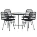 5 Piece Garden Dining Set Black Poly Rattan Topinaa