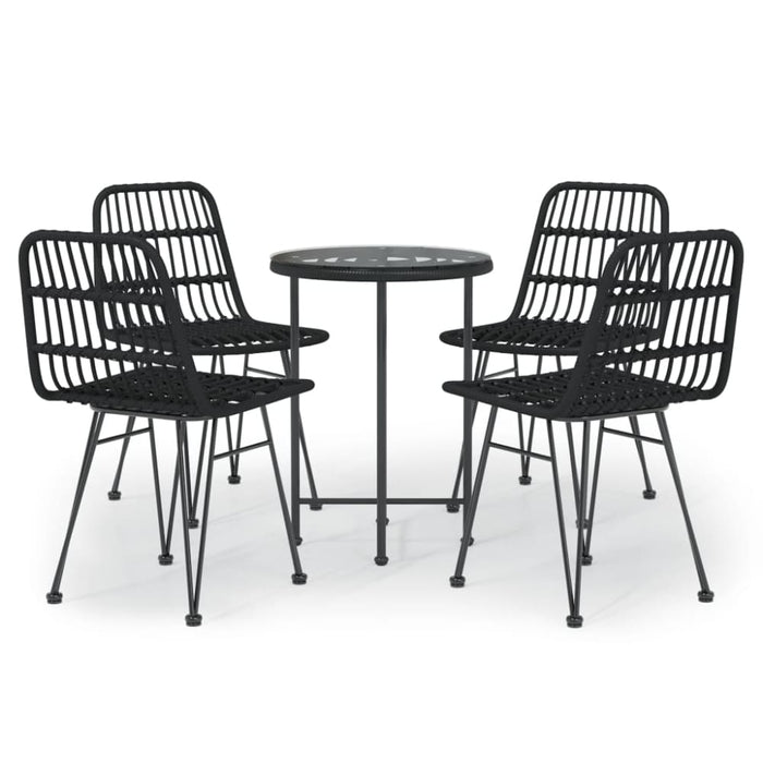 5 Piece Garden Dining Set Black Poly Rattan Topinab