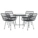 5 Piece Garden Dining Set Black Poly Rattan Topinax