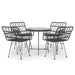 5 Piece Garden Dining Set Black Poly Rattan Topinax