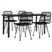 5 Piece Garden Dining Set Black Poly Rattan Topinki