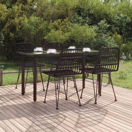5 Piece Garden Dining Set Black Poly Rattan Topinkl