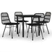 5 Piece Garden Dining Set Black Poly Rattan Topinkp