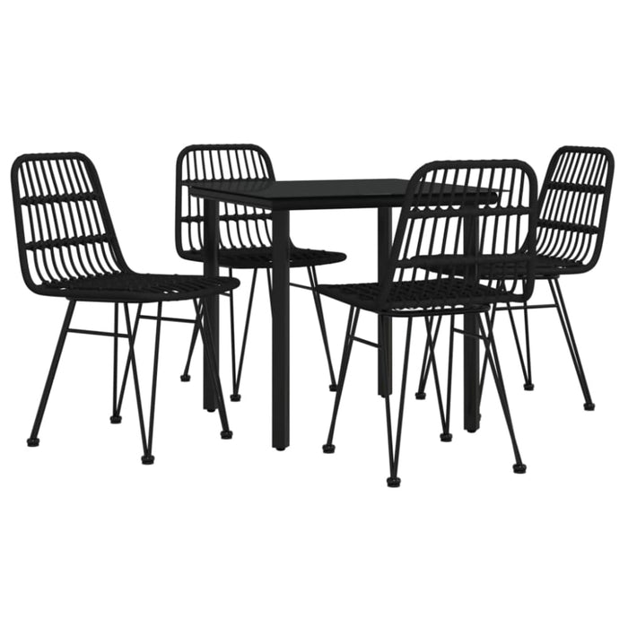 5 Piece Garden Dining Set Black Poly Rattan Topinkp