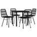 5 Piece Garden Dining Set Black Poly Rattan Topinkp