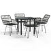 5 Piece Garden Dining Set Black Poly Rattan Topinli