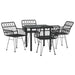 5 Piece Garden Dining Set Black Poly Rattan Topinli