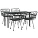 5 Piece Garden Dining Set Black Poly Rattan Topinln