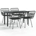 5 Piece Garden Dining Set Black Poly Rattan Topinln